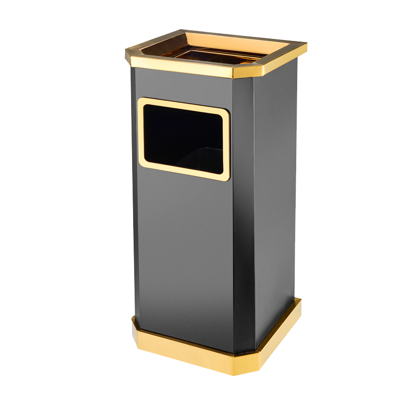 苏兴盛不锈钢垃圾桶烟蒂柱灭烟桶带烟灰缸室外电梯口立式 钛金靠墙氏侧开口