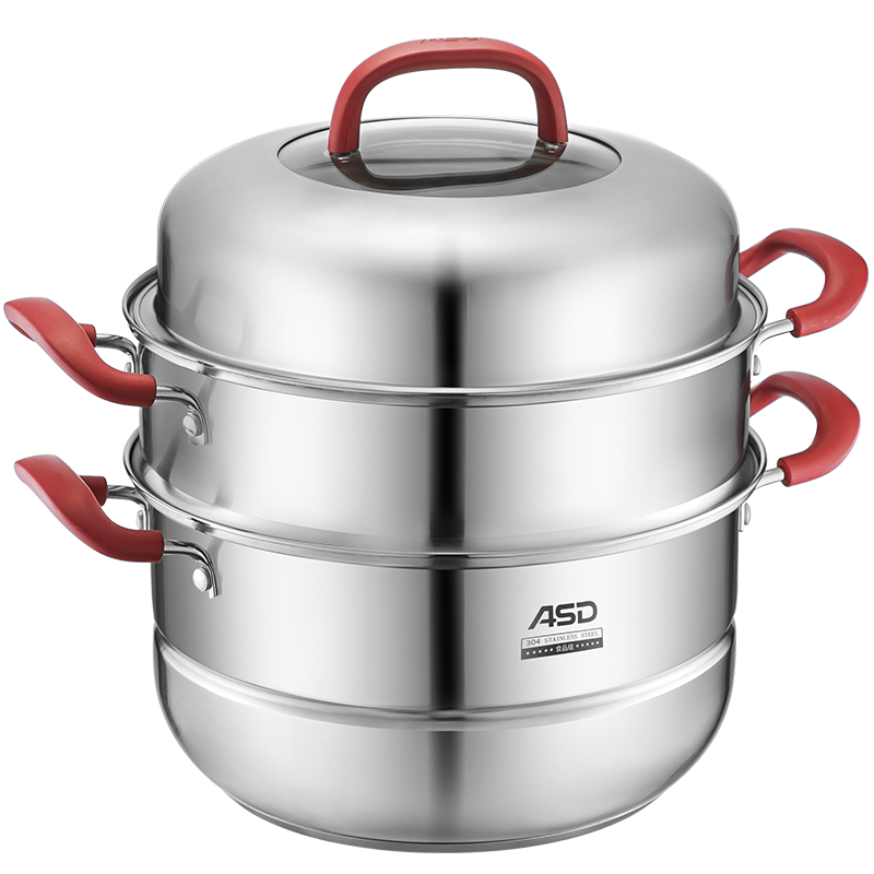 爱仕达蒸锅 304不锈钢锅家用二层蒸鱼锅煮锅32cm蒸笼蒸屉/电磁炉燃气通用 ZS32C1WG