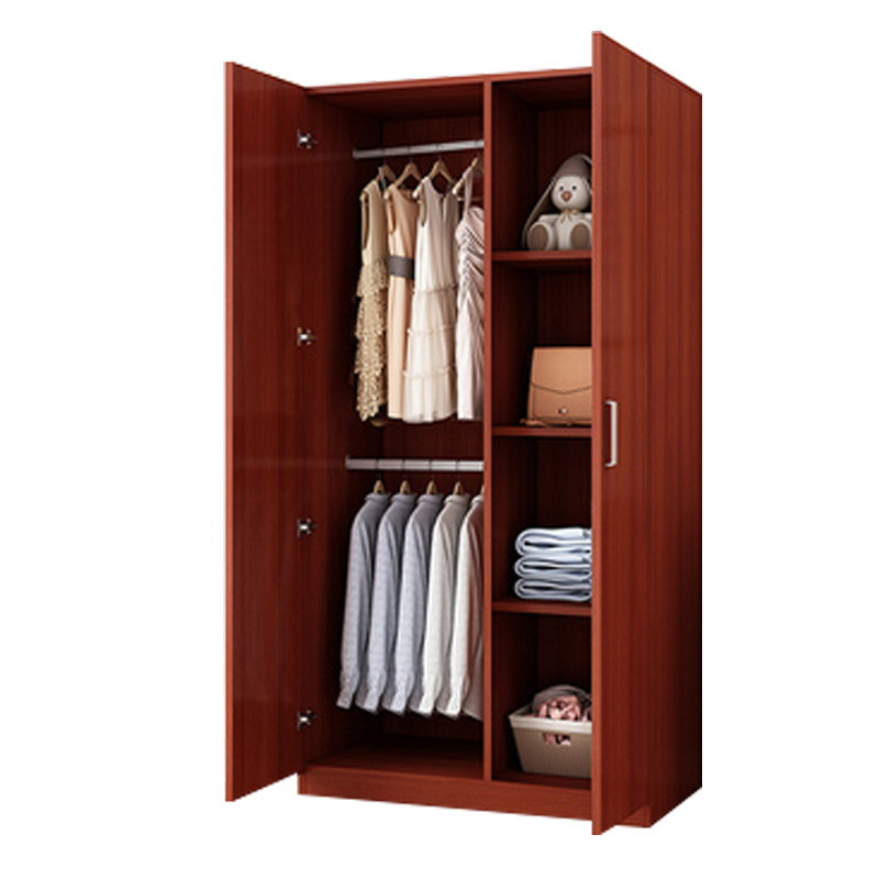 苏佰卓家用衣柜简约储物柜更衣柜2门1.8高宽80深40柚木色