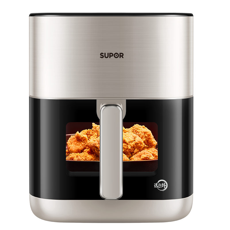 苏泊尔(SUPOR)空气炸锅远红外穿透加热6L大容量可视免翻家用电炸锅8分钟嫩炸轻音烘烤金属内腔彩屏触控KD60YQ83