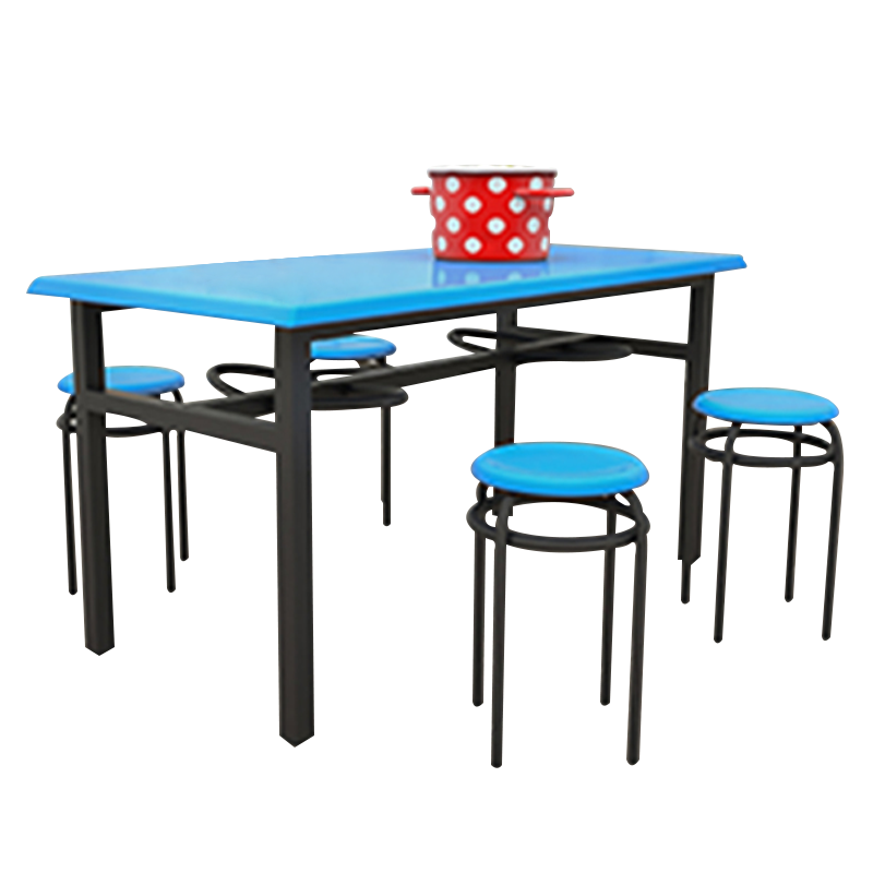 利特莱依玻璃钢冷轧钢餐桌学生食堂公司职员户外桌椅组合1.2米餐桌+4把椅