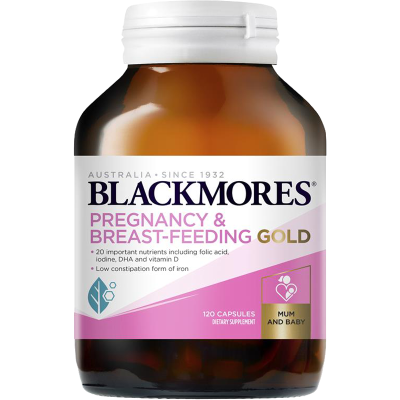 BLACKMORES 澳佳宝 Pregnancy Gold 孕妇黄金素软胶囊120粒 1瓶装 叶酸DHA孕期哺乳期 澳洲