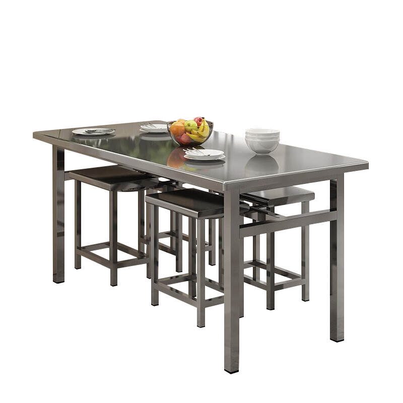 居将 JJ4010351 不锈钢餐桌椅学校食堂桌椅组合餐厅桌椅 1.4米餐桌4椅