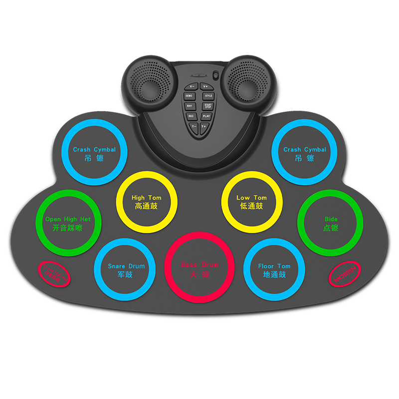 莫森(MOSEN)MS-209P手卷电子鼓 5鼓4镲便携可折叠双向喇叭双踏板配置