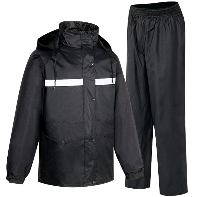 新式 双层加厚 分体式雨衣雨裤套装 男款保安物业劳保成人 反光防雨