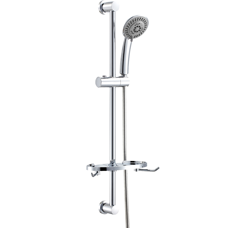 九牧淋浴器简约无顶喷五功能手提花洒升降杆套装淋浴器小户型家用花洒带皂盆挂钩 S23085