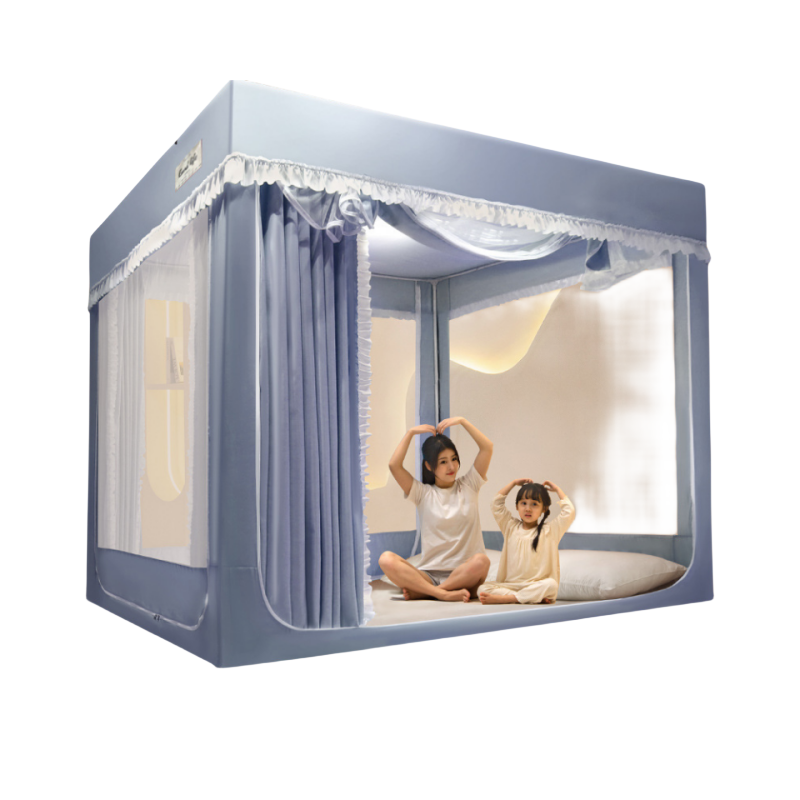 海亚森 TK-5078 遮光床帘蚊帐宽1.8米*长1.95米*高1.7米(适用1.8米宽床) 灰蓝色