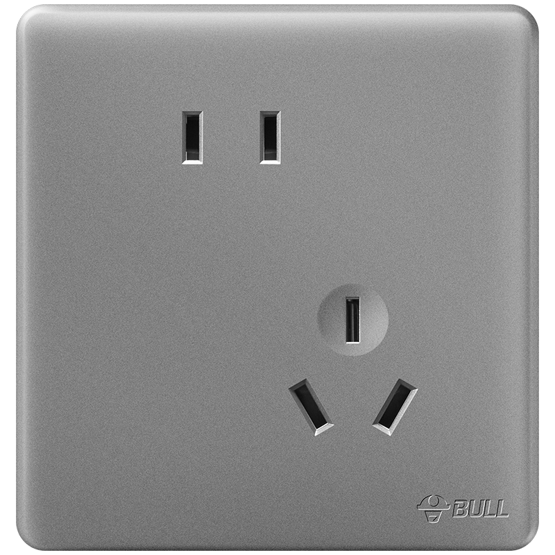 BULL公牛开关插座86型G28系列星空灰五孔暗装插座面板多功能孔墙壁电源插座