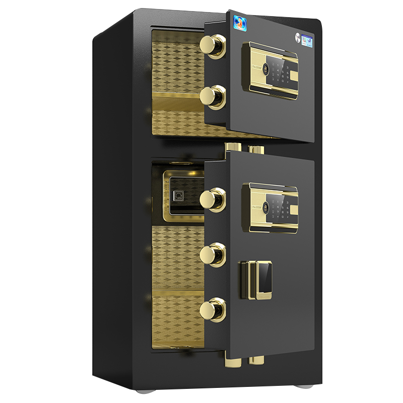 虎牌CSP安全认证保险柜家用大型60/70/80cm指纹防盗智能全钢办公保险箱加厚加重80cm双门睿智黑(密码款)