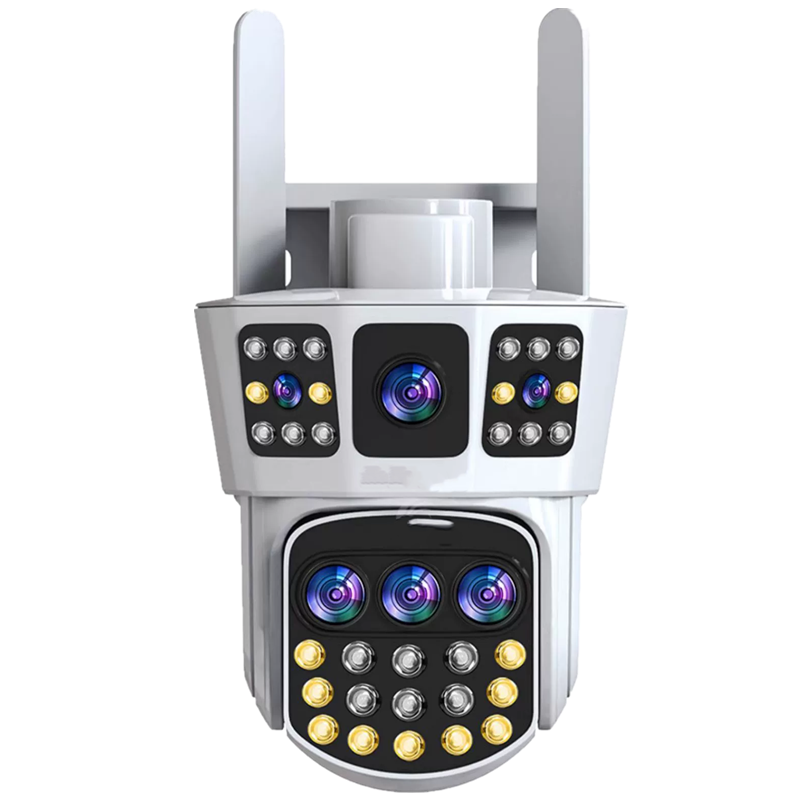 送7天循环监控录像卡 4G流量卡升级三镜头旋转360度全景无死角摄像影头无线家用手机远程室外3MP高清双画面监控器