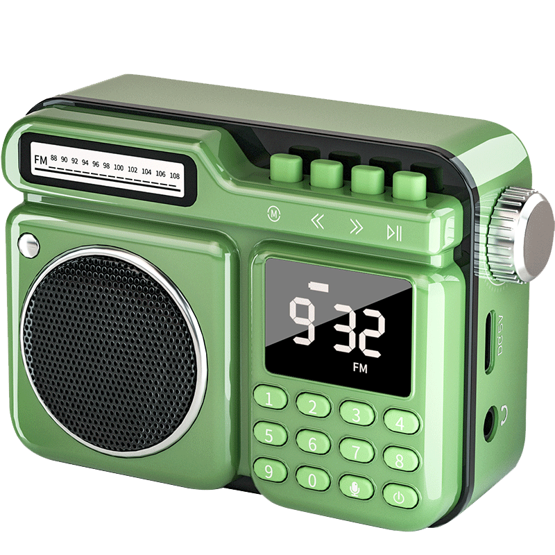 纽曼DP05 绿色++16G卡 无线蓝牙插卡音响迷你户外高音质大音量复古便携式收音机音箱HIFI音质录音听歌电台强劲续航