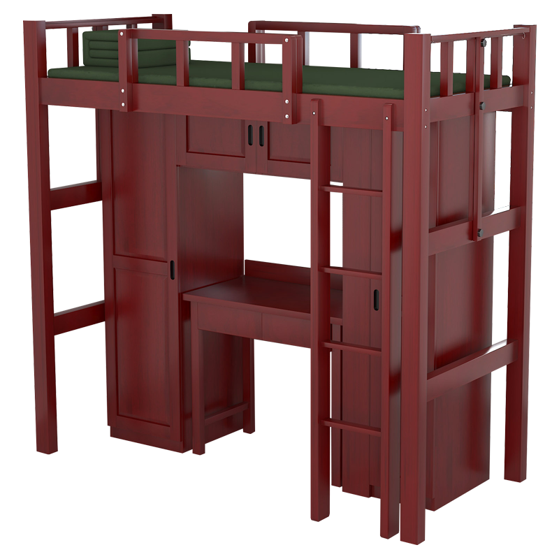 初嘉(CJ)木质公寓床员工木质床上下柜组合床含衣柜及学习桌