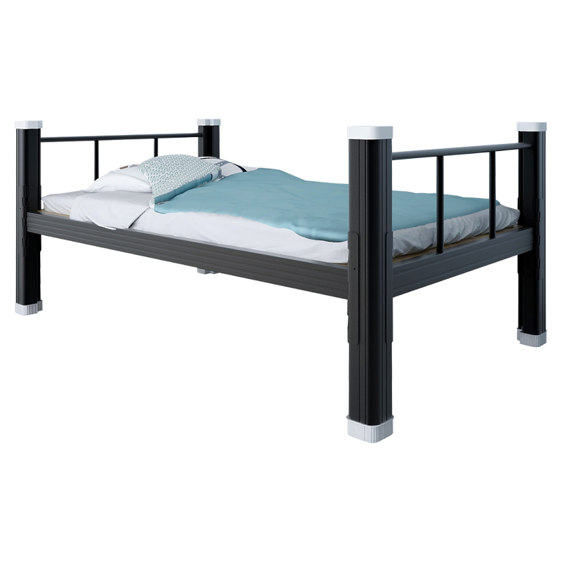 初嘉(CJ)钢制单层床员工宿舍上下铺学生公寓床双人床铁艺高低床型材床 单层床1200宽黑