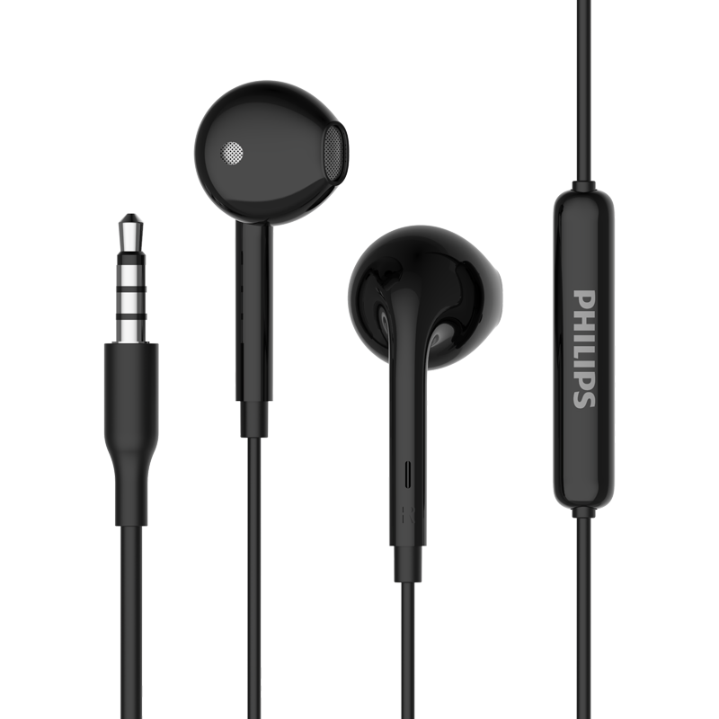 飞利浦有线耳机TAE1008白色 2024新款入耳式线控圆孔3.5mm接口高品质音质即插即听高韧性耐高温