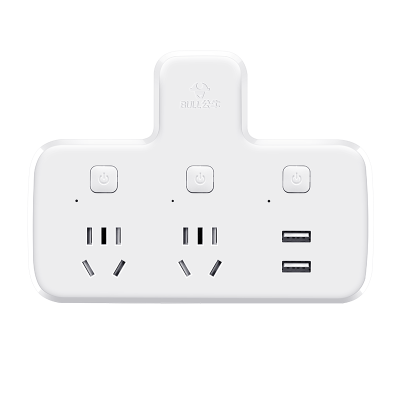 公牛 BULL GN-96023U品字型一转二带USB 插座/转换插头/电源转换器 2位分控带2USB口