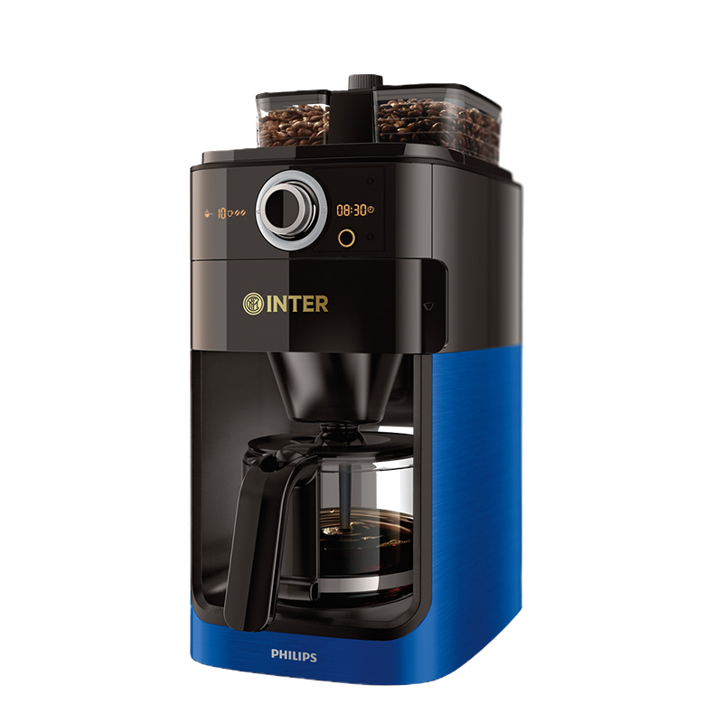 飞利浦(Philips) 全自动滴漏式美式咖啡机HD7762/55 预约定时 豆粉两用 操作方便 国际米兰定制版