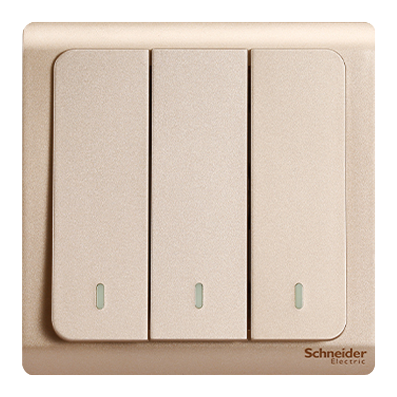 施耐德电气 开关插座 轻逸格调金色 插座 86型插座面板 家用墙壁式 五孔一开弱电插座 开关 空调插座 带USB电源插座