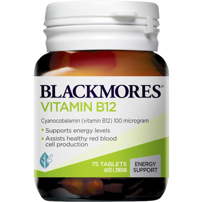 BLACKMORES 澳佳宝 VB12 维生素B12 片剂 75粒 1瓶装 B族VB 舒缓减压 澳洲进口