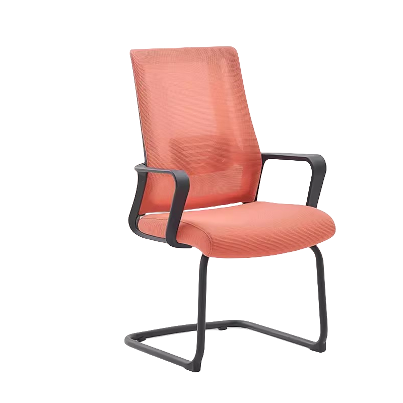 迅迈 黑框+活力橙弓形办公椅 会议椅 会客椅 培训椅 麻将椅 钢架椅网布舒适电脑椅