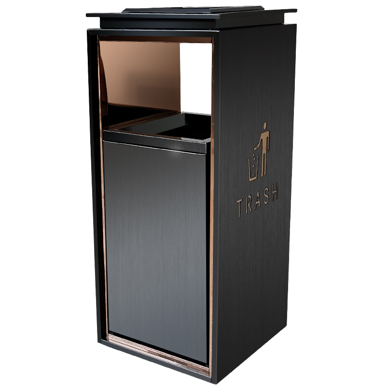 酒店大堂不锈钢分类垃圾桶高档烟灰缸商场电梯走廊果皮箱 XH-9A砂钢银小号灭烟