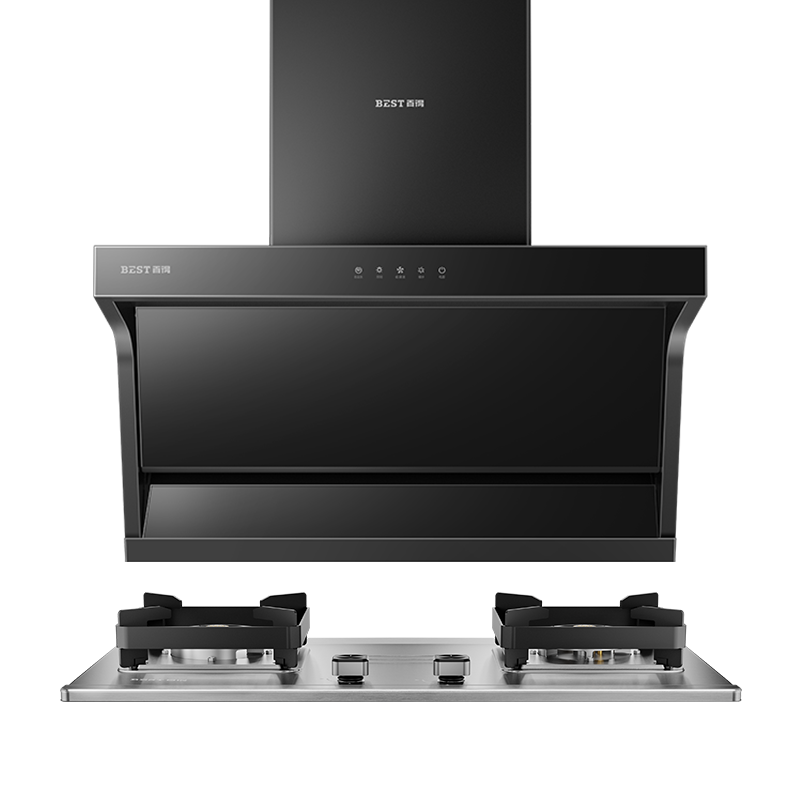 华帝百得油烟机燃气灶套装家用厨房大吸力油烟机灶具套餐厨房两件套7字型顶侧双吸油烟机自清洗E600+QE50G(液化气)