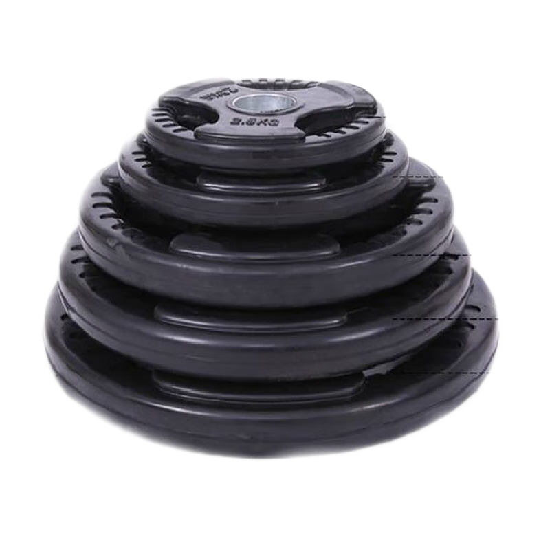 韦步包胶杠铃片举重配重5CM大孔径健身器材三孔杠铃片组合套装