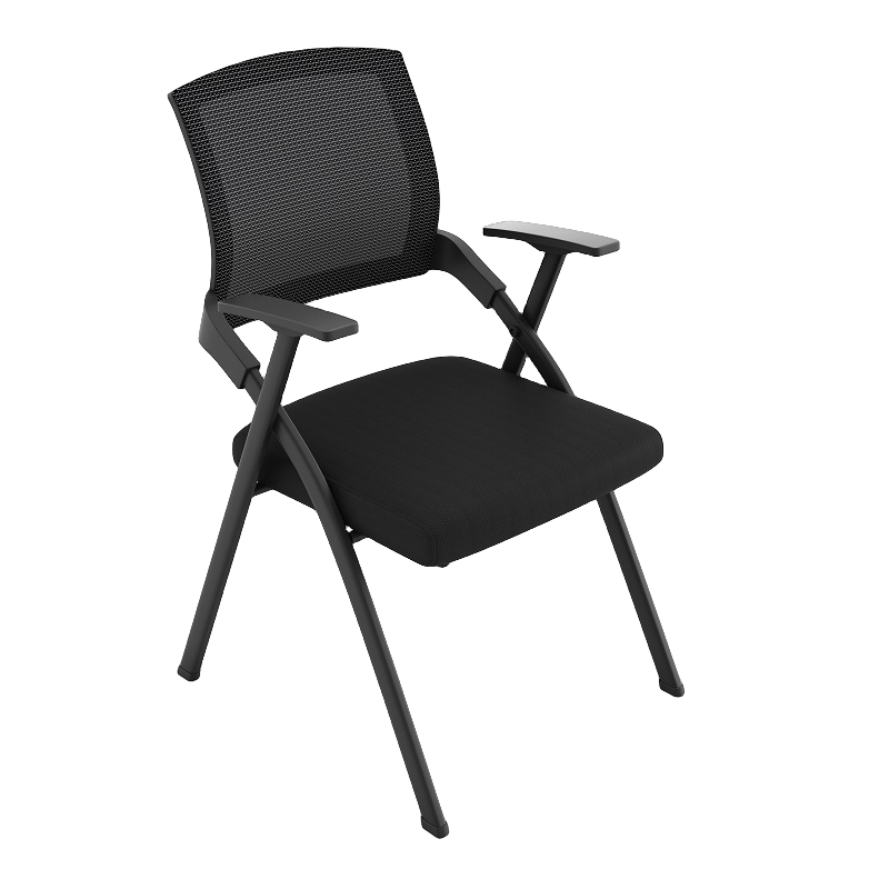 迅迈 黑色带轮写字板折叠办公椅 会议椅 电脑椅 会客椅 培训椅 麻将椅 钢架椅