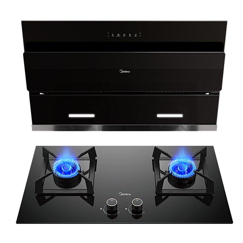 美的(Midea)烟灶套装22m³大吸力挥手智控自动清洗5.0kW火力灶具抽油烟机燃气灶J25SPRO+Q310天然气