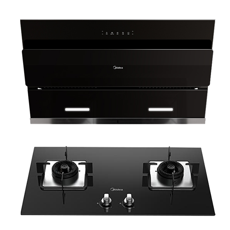 美的(Midea)烟灶套装22m³大吸力挥手智控自动清洗4.8kW火力灶具抽油烟机燃气灶J25SPRO+Q217B天然气