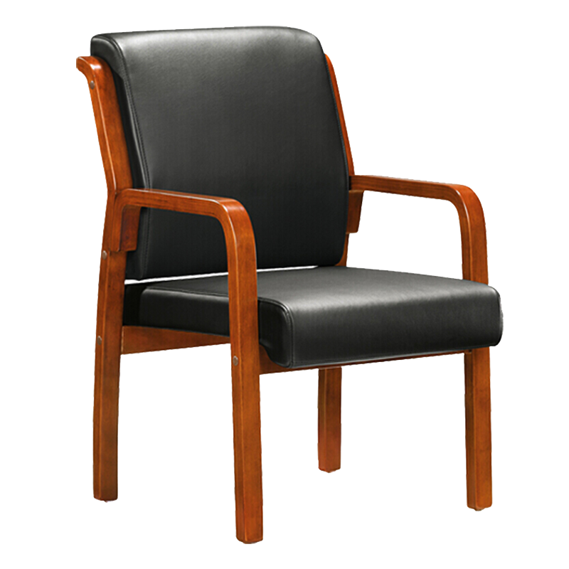 质凡办公椅子培训椅实木职员电脑椅四脚椅靠背椅橡木耳朵椅带扶手