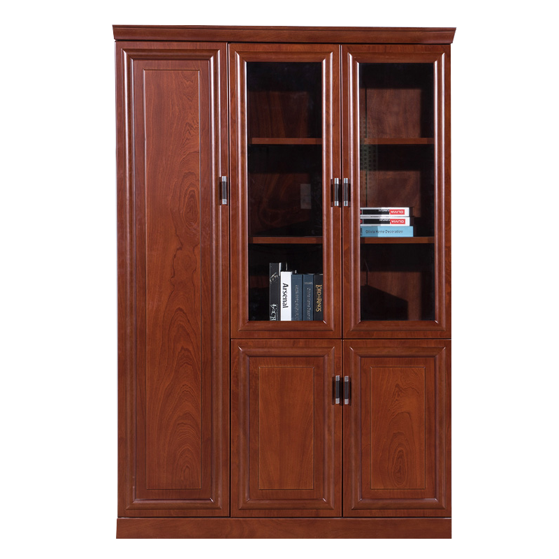 质凡实木皮书柜办公室隔断柜储物柜 五门柜