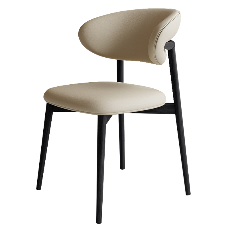 昇恒轩 实木餐椅轻奢现代简约家用休闲靠背椅子 SHX-0755 黑色+米灰色皮 / 把