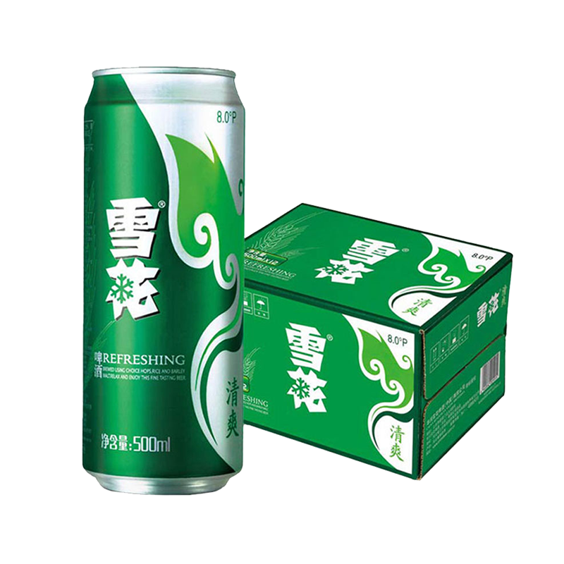 雪花(SNOW)啤酒 口感清爽自饮佳品 500ml*24罐 清爽