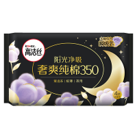 高洁丝(Kotex)臻选系列丝薄纯棉卫生巾夜用350mm4片装