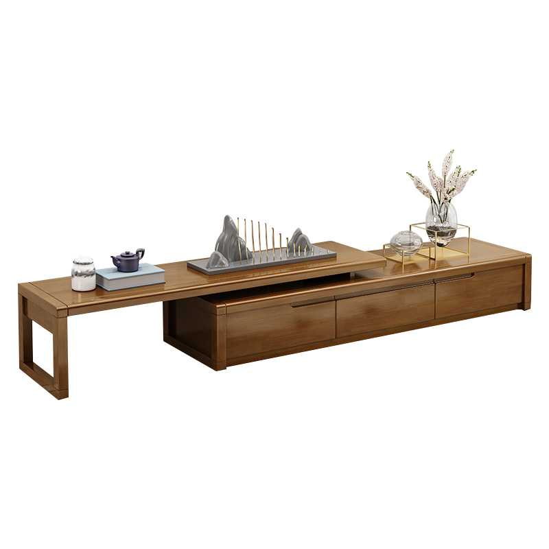 翌嘉 简约实木电视柜可伸缩电视柜