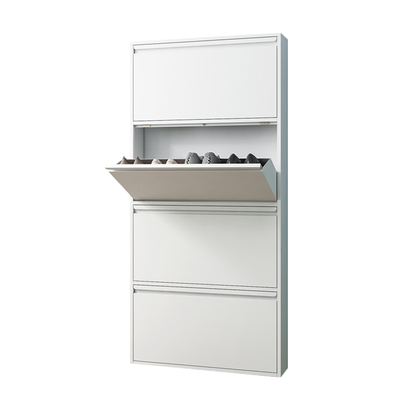 初嘉(CJ)钢制翻斗鞋柜简约现代收纳柜白色四斗 655*152*1375