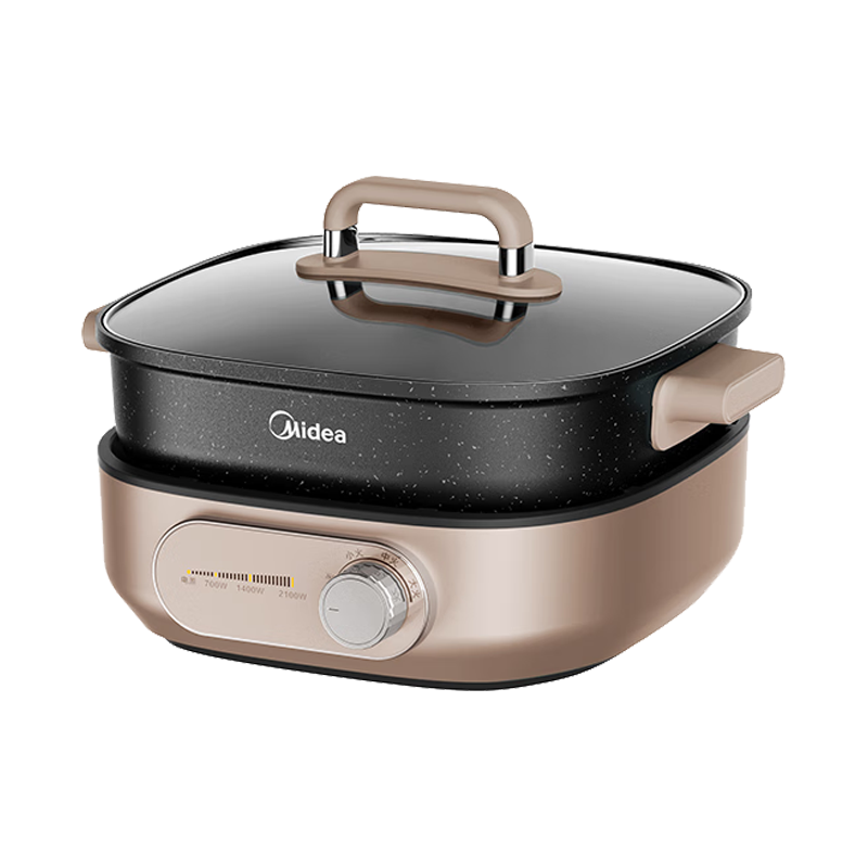 美的(Midea)电煮锅宿舍小煮锅家用多功能锅电热锅3L小火锅不粘锅电火锅MC-HGE2511[配带蒸笼]