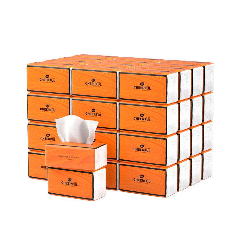 植护气垫纸巾悦色橙抽纸4层360张*20包餐巾纸家用婴儿实惠装面巾纸纸抽
