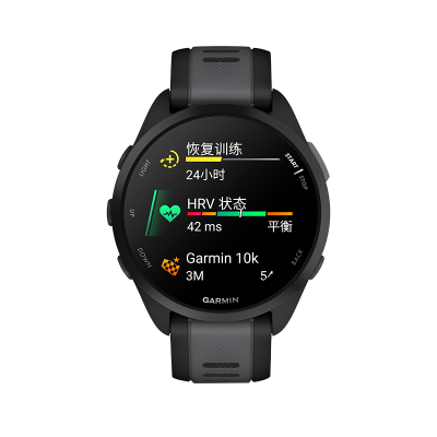 佳明(Garmin)Forerunner 165新款智能触屏跑步游泳骑行多星定位心率血氧检测运动手表极夜黑