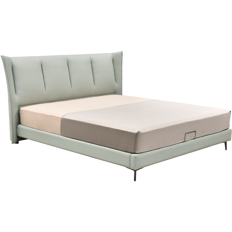 [床+床垫更省]顾家家居皮床现代轻奢真皮软床奶油风主卧软包床婚床双人床8073\15天发货