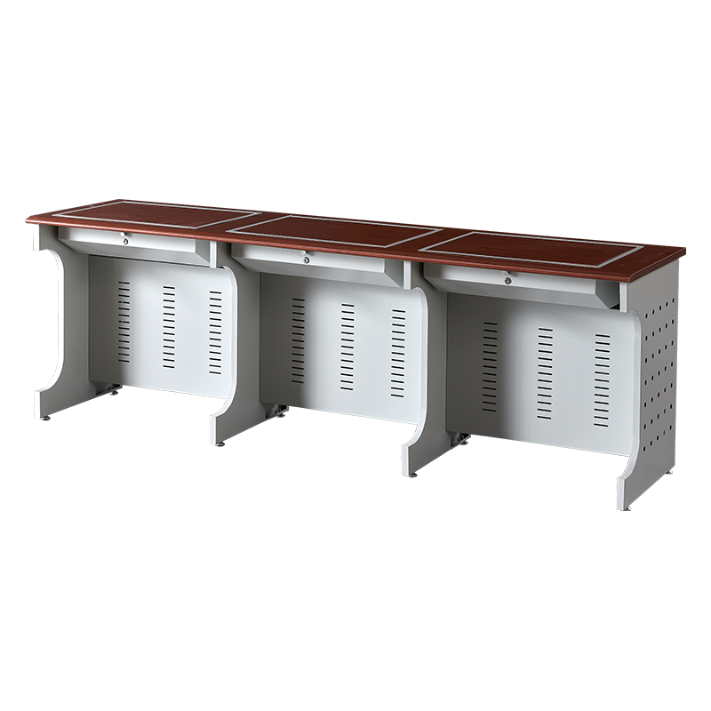 翌嘉 隐藏式翻转电脑桌培训桌多媒体学习桌办公桌B款三人位2300*600*750mm