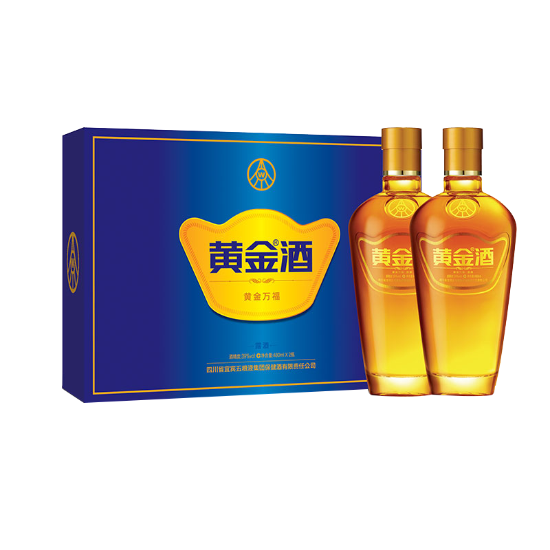 [酒厂直营]黄金酒万福礼盒39度480ml*2 礼盒装 送礼 国产白酒
