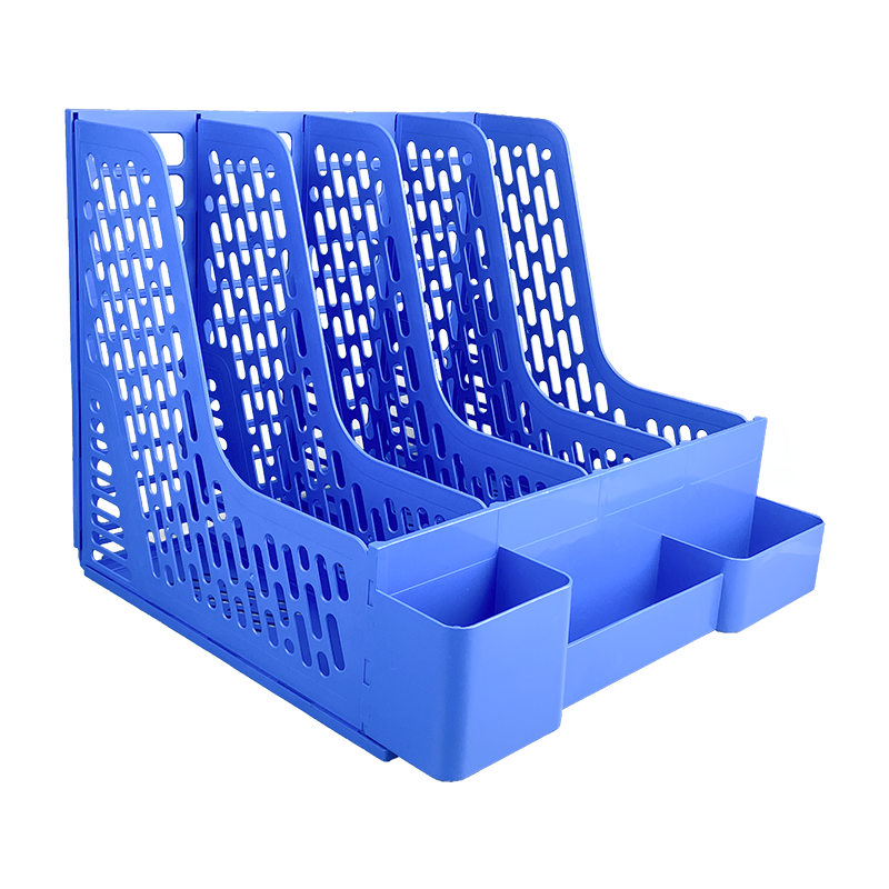 齐心(COMIX)B2174文件栏文件框放档案盒资料文件夹的收纳架子办公室用品黑色四联桌面置物架