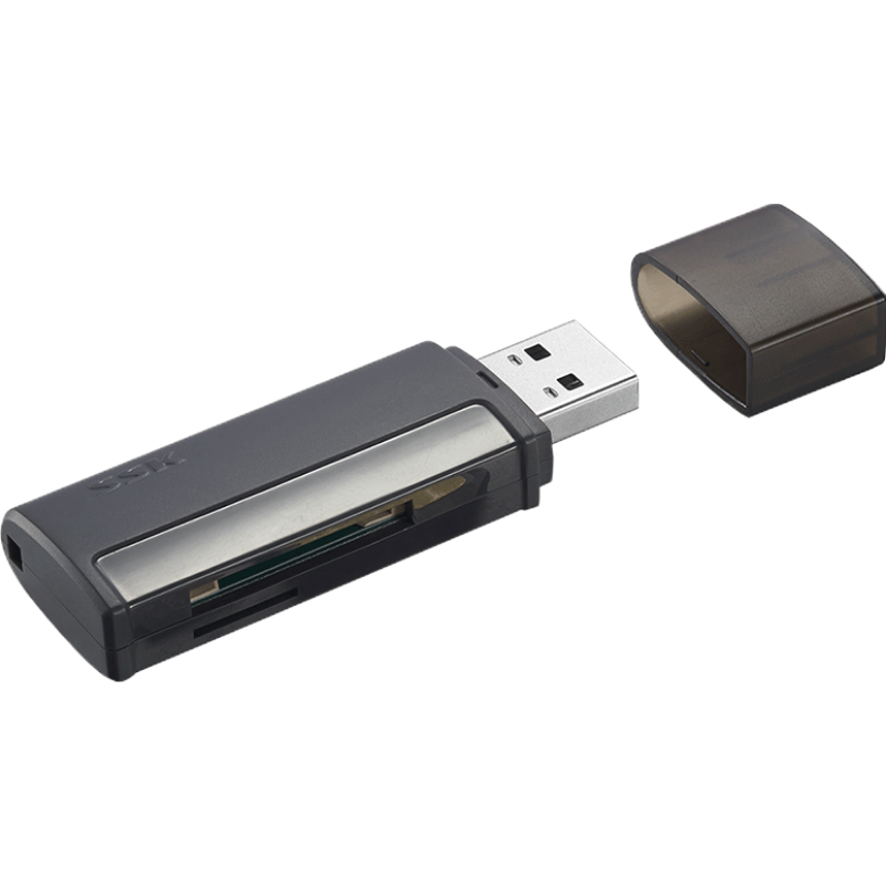 SSK飚王USB3.0高速读卡器SCRM400 SD+TF双卡双读 支持相机手机存储卡