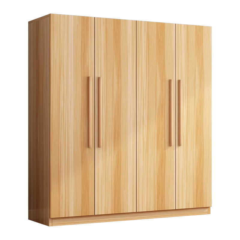 初嘉(CJ) 简约木质衣柜衣服收纳柜 浅胡桃色四门 1400*500*1800