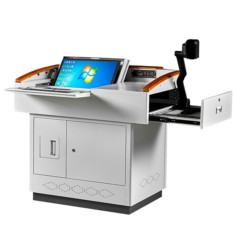 宝洛怡学校多媒体讲台钢制讲台演讲台中控讲台办公桌操作台1100*780*1000mm(钢面款)[不含显示屏]