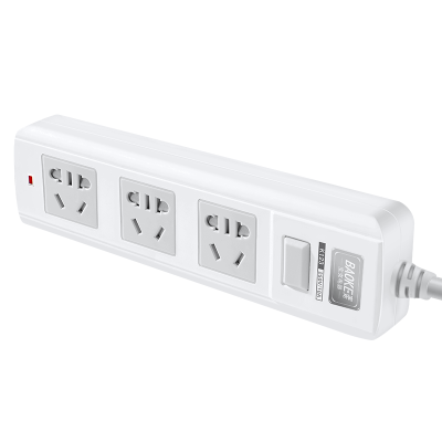 宝克(BAOKE)K123 插线板 新国标延长线插座3位组合总控开关 2500W MAX 白色 1个