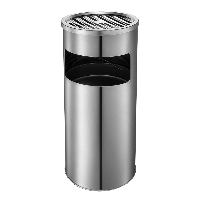 卢顺郎德不锈钢圆形大号商用垃圾桶立式烟灰桶电梯口高档户外圆形不锈钢