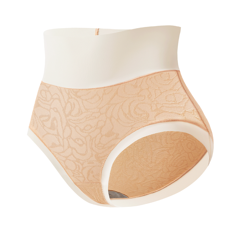 猫人内裤纯棉高腰收腹提臀女士性感无痕全棉透气女三角裤桑蚕丝 3条装