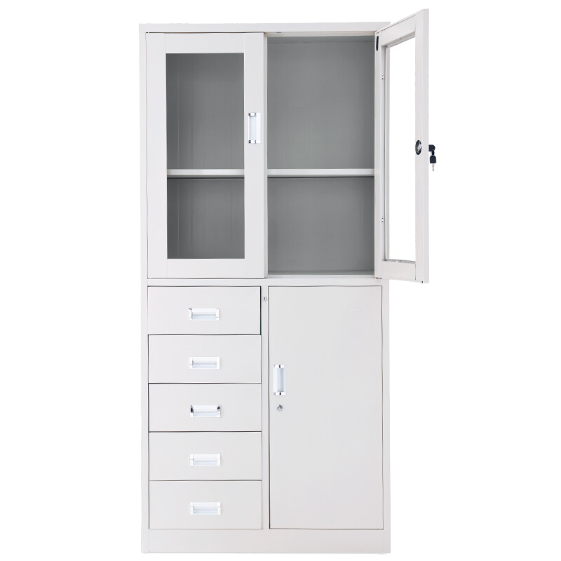 品美顺斯钢制文件柜档案柜财务凭证柜带锁储物柜铁皮柜书柜偏五斗文件柜